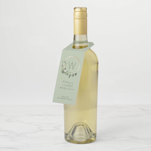 Aangepaste moderne groene monogram grote familie flessenhanger (Schuin)