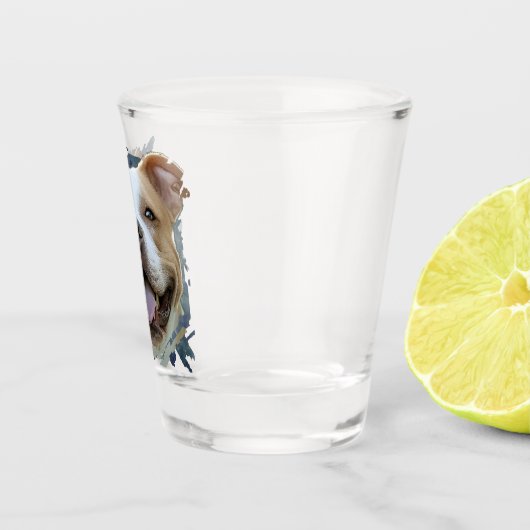 Aangepaste moderne grunge huisdierliefhebber Pitbu Shot Glas (Rechts)