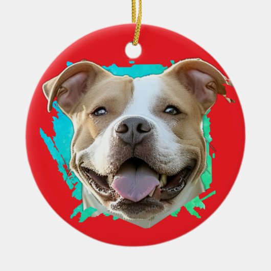 Aangepaste Moderne Grunge Pet Lover Pitbull Dog Fo Keramisch Ornament (Voorkant)