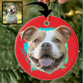 Aangepaste Moderne Grunge Pet Lover Pitbull Dog Fo Keramisch Ornament