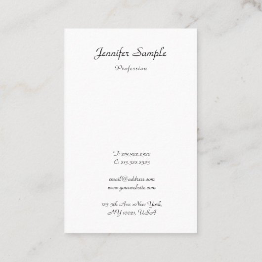 Aangepaste, moderne, handgeschreven naamminimalist visitekaartje (Achterkant)