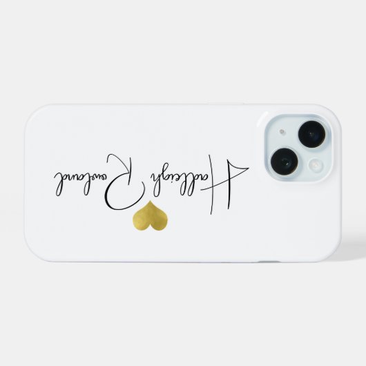 Aangepaste moderne handgeschreven script naam mono iPhone 15 case (Achterkant horizontaal)