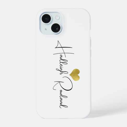 Aangepaste moderne handgeschreven script naam mono iPhone 15 case (Achterkant)