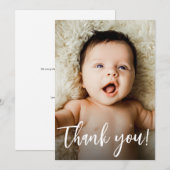 Aangepaste moderne handlettering foto Baby shower Bedankkaart (Voorkant / Achterkant)
