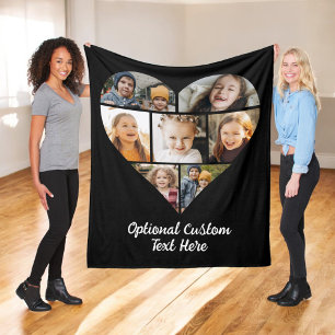 Aangepaste Moderne Hart Foto Instagram Collage Fleece Deken
