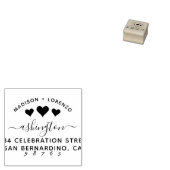 Aangepaste moderne harten namen & retour adres rubberstempel (Gestempeld)