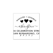 Aangepaste moderne harten namen & retour adres rubberstempel (Afrduk)