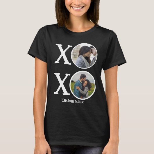 Aangepaste moderne heupen en Kisses XOXO 2 Fotocol T-shirt (Voorkant)