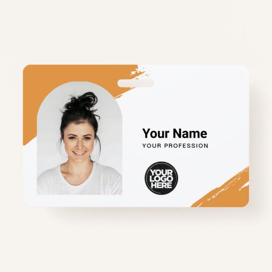 Aangepaste Moderne ID Kaart Eenvoudige QR Arc Foto Badge (Voorkant)