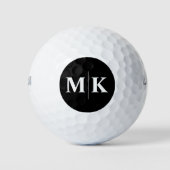 Aangepaste moderne initialen effen zwart golfballen (Voorkant)