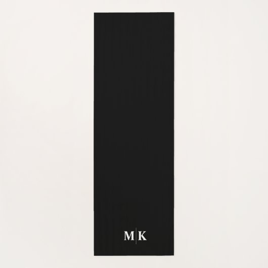 Aangepaste moderne initialen effen zwart yogamat (Achterkant)