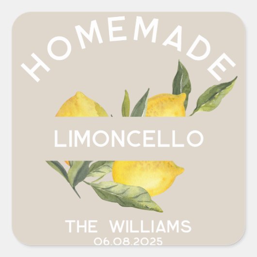 Aangepaste moderne Italiaanse zelfgemaakte limonce Vierkante Sticker (Voorkant)