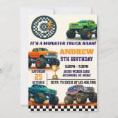 Aangepaste Moderne Jongen Monster Truck Party Verj Kaart (Voorkant)