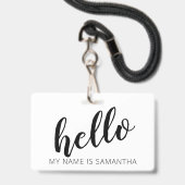 Aangepaste moderne kalligrafie Hallo naam Badge (Voorzijde met lanyard)