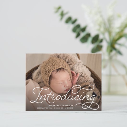 Aangepaste moderne kalligrafie met foto's van Baby Briefkaart (Staand voorkant)