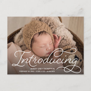 Aangepaste moderne kalligrafie met foto's van Baby Briefkaart