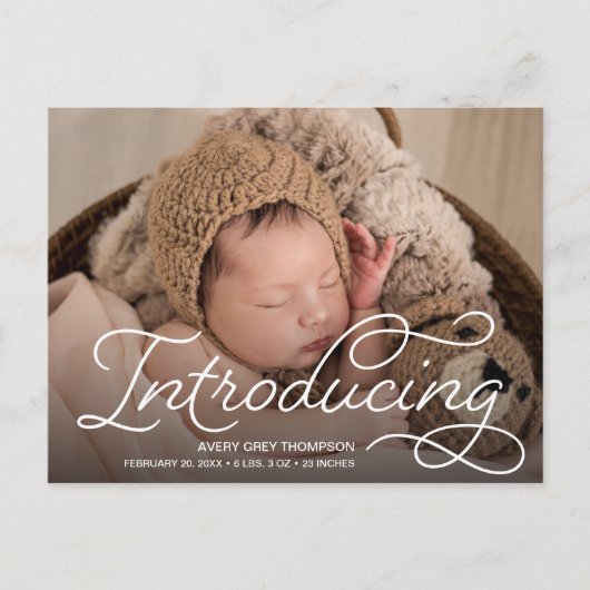 Aangepaste moderne kalligrafie met foto's van Baby Briefkaart (Voorkant)