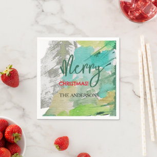 Aangepaste moderne kerstboom Waterverf kunst Servet
