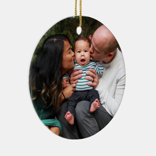 Aangepaste moderne kerstfeestdag voor foto's keramisch ornament (Rechts)