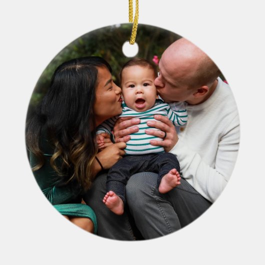 Aangepaste moderne kerstfeestdag voor foto's keramisch ornament (Voorkant)