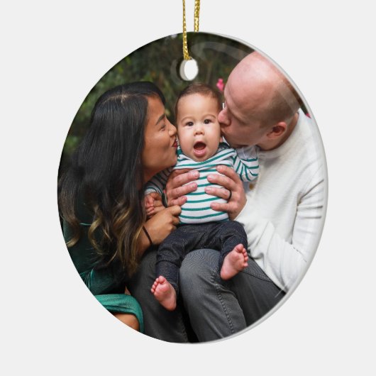 Aangepaste moderne kerstfeestdag voor foto's keramisch ornament (Links)