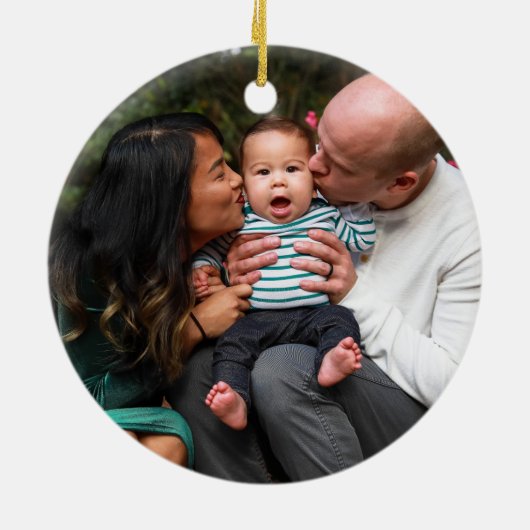 Aangepaste moderne kerstfeestdag voor foto's keramisch ornament (Achterkant)