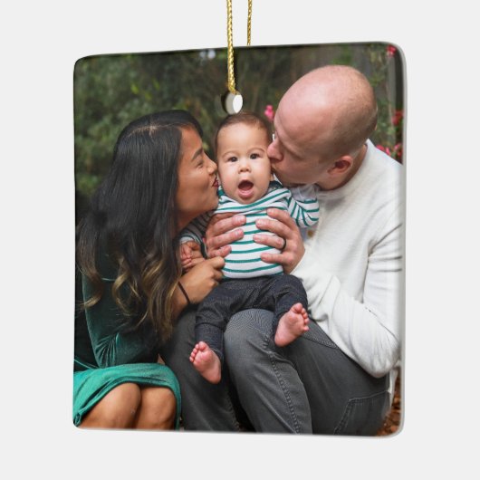 Aangepaste moderne kerstfeestdag voor foto's keramisch ornament (Links)