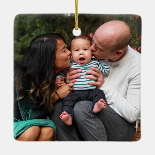 Aangepaste moderne kerstfeestdag voor foto's keramisch ornament (Achterkant)