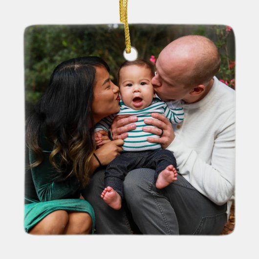 Aangepaste moderne kerstfeestdag voor foto's keramisch ornament (Voorkant)