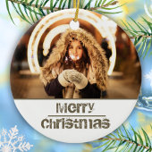 Aangepaste moderne kerstfeestfoto keramisch ornament