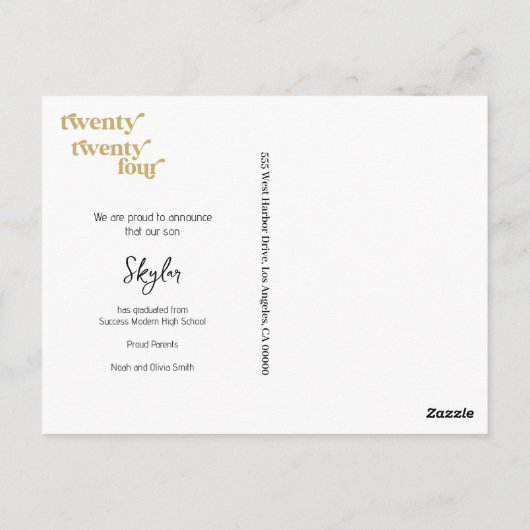 Aangepaste moderne klasse van 2024 Foto Afstuderen Briefkaart (Achterkant)