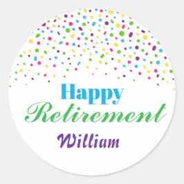 Aangepaste Moderne Kleurrijke confetti Gelukkig Pe Ronde Sticker