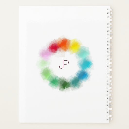 Aangepaste moderne kleurrijke monogrammen Sjabloon Planner (Achterkant)