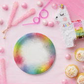 Aangepaste moderne kleurrijke ronde feestdag papieren bordje (Feest)