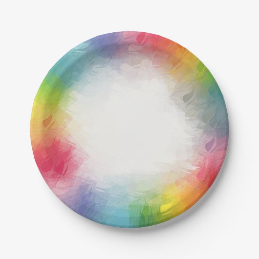 Aangepaste moderne kleurrijke ronde feestdag papieren bordje (Voorkant)