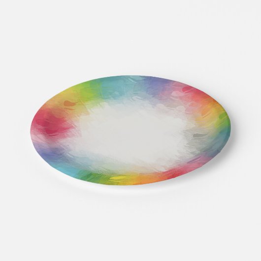 Aangepaste moderne kleurrijke ronde feestdag papieren bordje (Gekanteld)