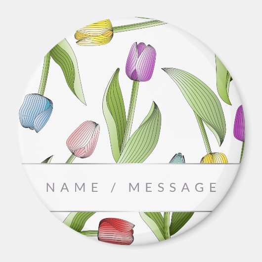 Aangepaste, moderne kleurrijke Tulp-ventilator Magneet (Voorkant)