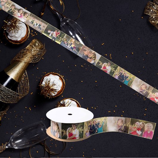 Aangepaste moderne koele trendy verjaardag foto ca satijnen lint