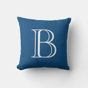 Aangepaste moderne letter monogram initiaal blauw  kussen