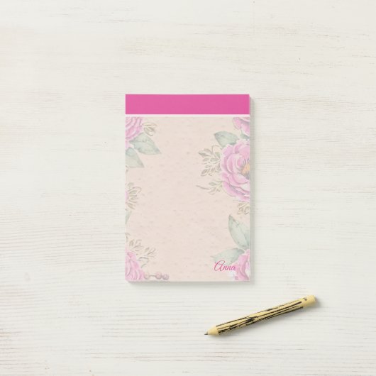 Aangepaste Moderne Levendige roze botanische achte Post-it® Notes (Op bureau)