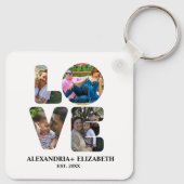 Aangepaste moderne liefde 4 fotocollage voor koppe sleutelhanger (Achterkant)