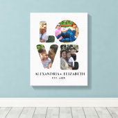 Aangepaste moderne liefde 4 fotocollage voor paren canvas afdruk (Insitu (Houten vloer))