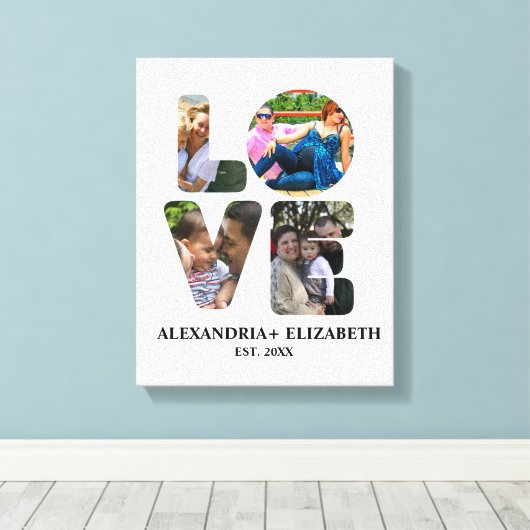 Aangepaste moderne liefde 4 fotocollage voor paren canvas afdruk (Insitu (Houten vloer))