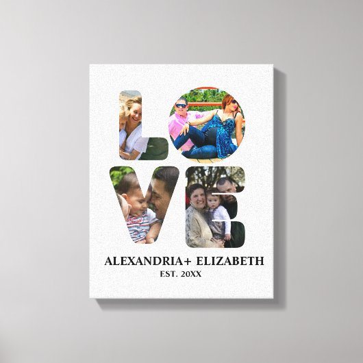 Aangepaste moderne liefde 4 fotocollage voor paren canvas afdruk (Voorkant)