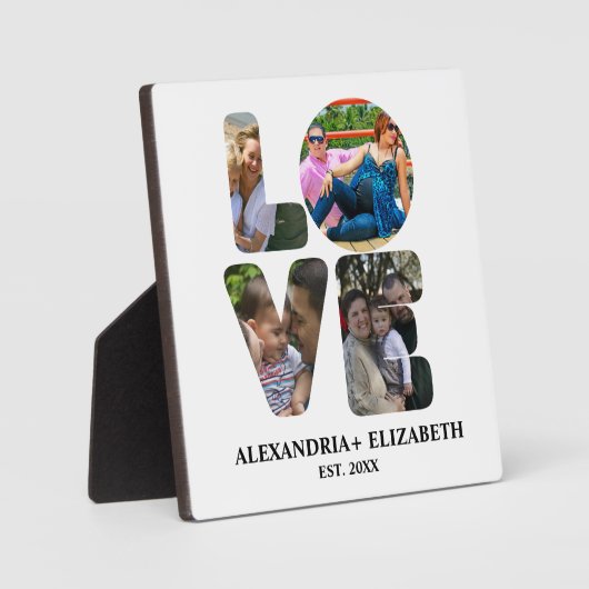 Aangepaste moderne liefde 4 fotocollage voor paren fotoplaat (Voorkant)