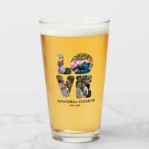 Aangepaste moderne liefde 4 fotocollage voor paren glas