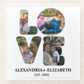 Aangepaste moderne liefde 4 fotocollage voor paren glazen onderzetter (Voorkant)