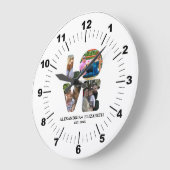 Aangepaste moderne liefde 4 fotocollage voor paren grote klok (Hoek)