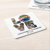 Aangepaste moderne liefde 4 fotocollage voor paren kartonnen onderzetters (Schuin)