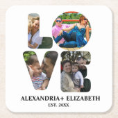 Aangepaste moderne liefde 4 fotocollage voor paren kartonnen onderzetters (Voorkant)